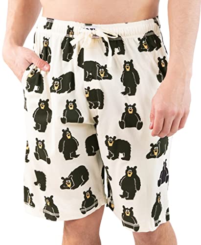 Lazy One Pajama Shorts For Men, Mens Pajama Bottoms, Sleepwear, Animal (Papa Bear, Medium)