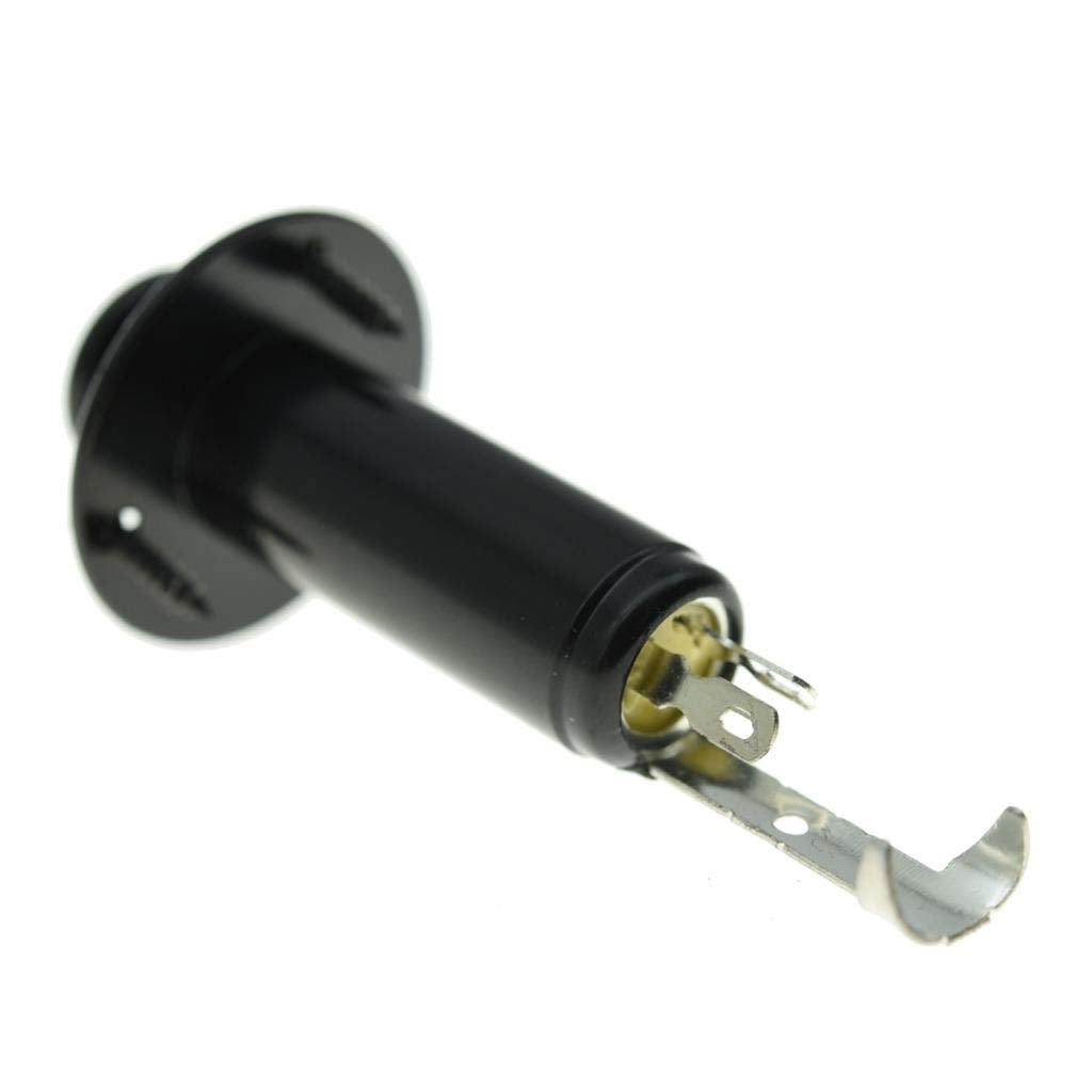 KAISH 6.35mm Acoustic Electric Guitar Bass Mono Endpin Output Jack Strap Button Jack Socket Black