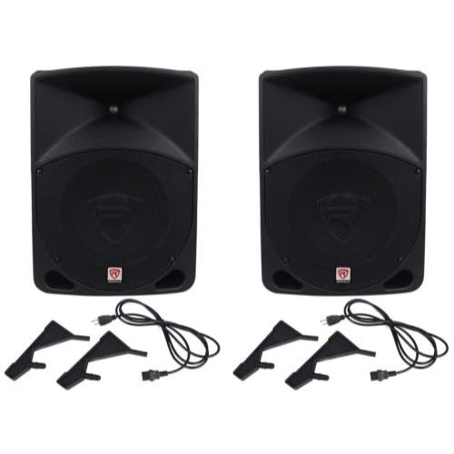 Rockville RPG10 Bundle: 10-Inch Powered Active 2-Way DJ PA Speakers - 600W Peak / 150W RMS per Cabinet, Class AB Amplifier, 45Hz