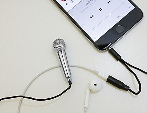 Kikkerland Karaoke Compact Portable Tiny Mini Microphone, Silver, for Voice Recording, Singing. Novelty Gift