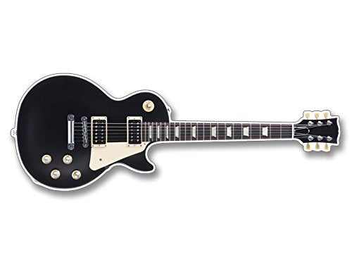 Black Les Style Guitar Shaped Sticker (Guitarist Electric Band Paul Rock Vinyl Decal For Case, Car Window Or Laptop)
