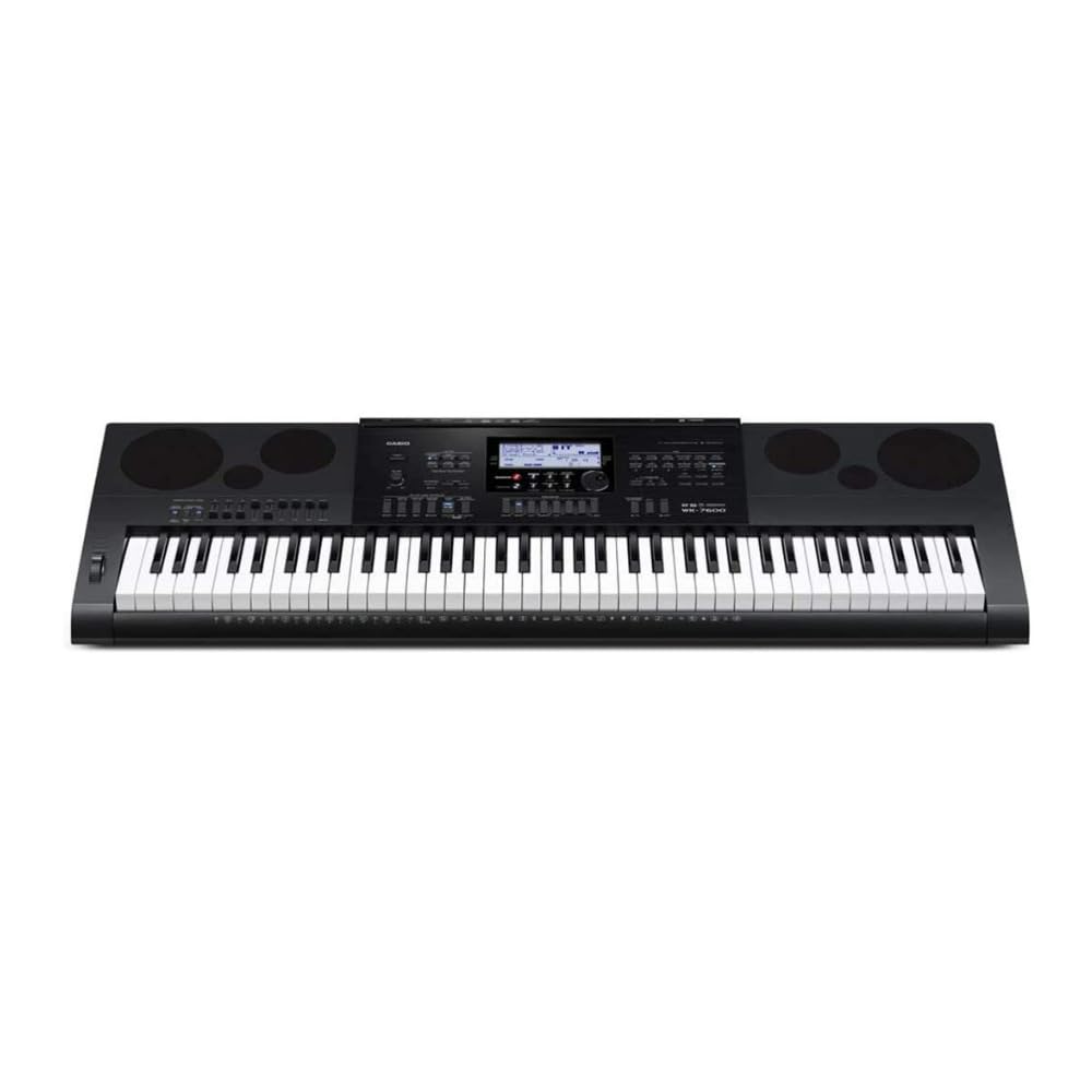 Casio Wk7600 76-Key Workstation Keyboard With Power Supply And Piano Tones, Black