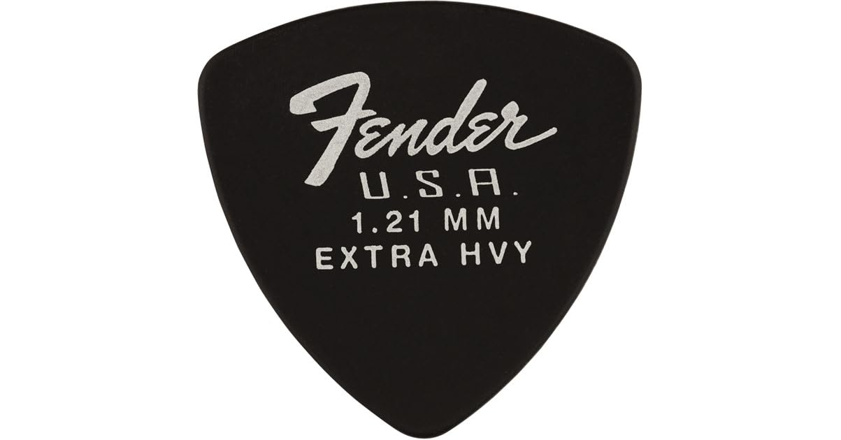 Fender Dura-Tone Delrin Guitar Picks 346 Shape, Black, 1.21Mm, 12-Pack