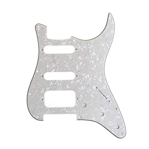 Musiclily Pro 11-Hole Round Corner Hss Guitar Strat Pickguard For Usa/Mexican Stratocaster Humbucking Open Pickup, 4Ply Parchmen