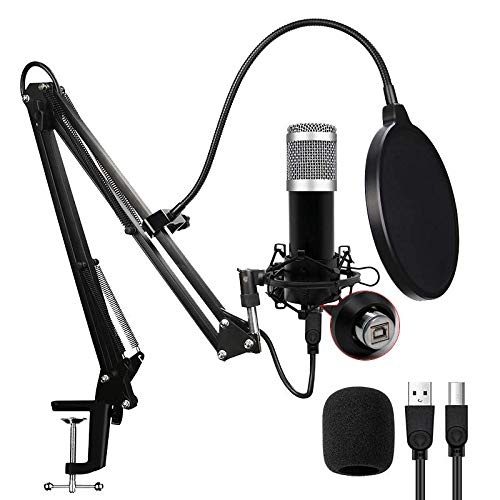 Powerpak Bm-800 Usb Condenser Microphone Kit For Gaming, Podcast, Livestreaming, Youtube Recording Plug & Play With Scissor Stan