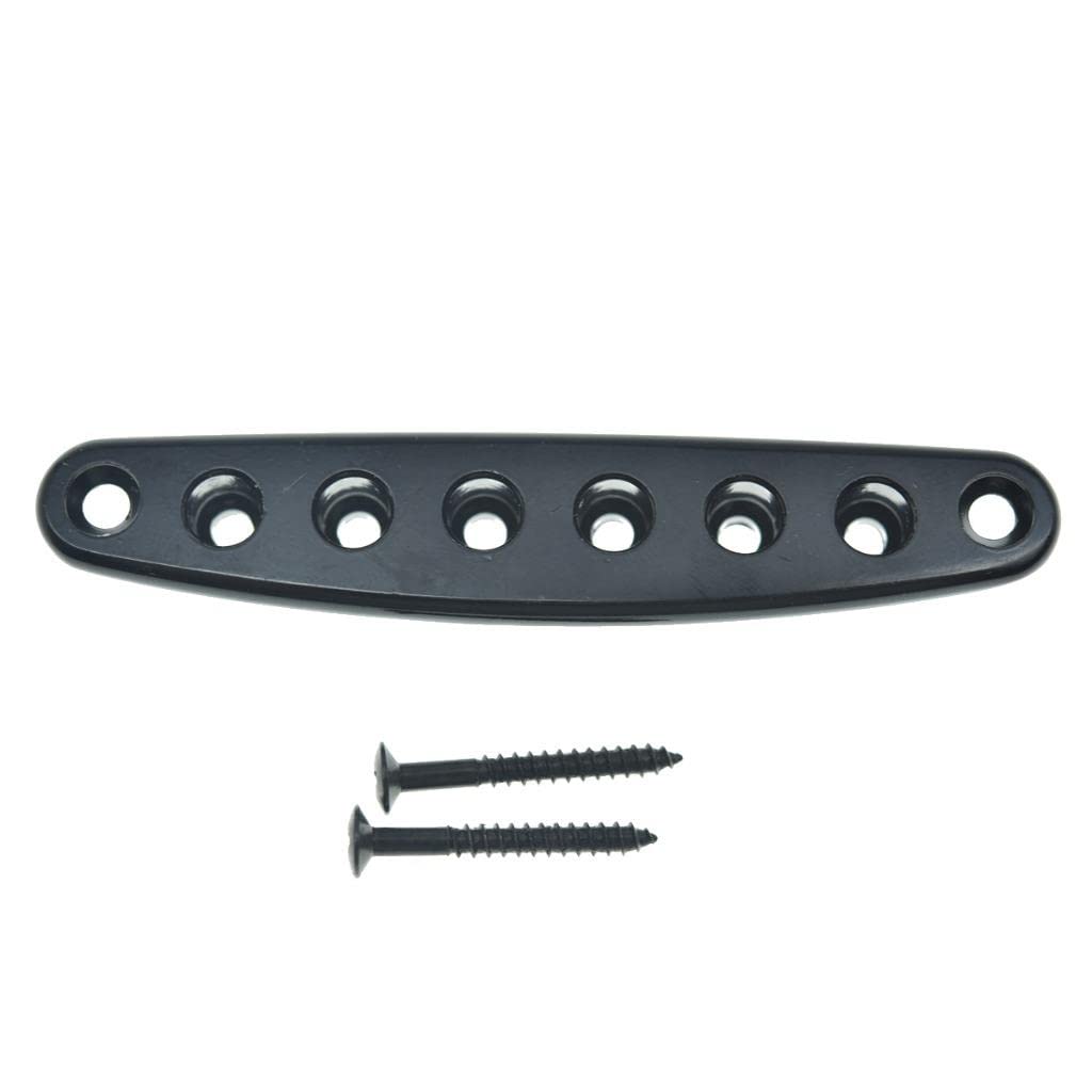 KAISH Guitar Bridge String Thru Body Ferrule Plate Guitar String Ferrules String Bushing Plate for Electric Guitar Black