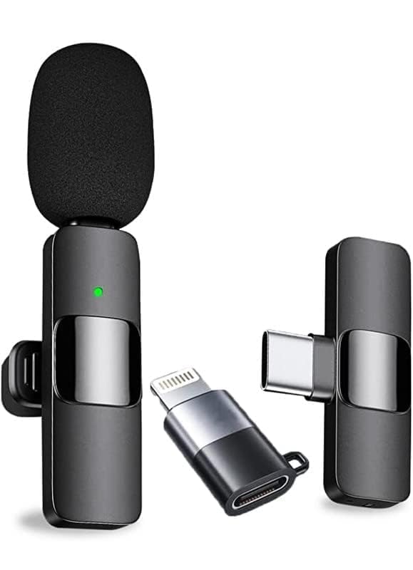HUMBLE 2 in 1 Wireless Dynamic Lapel Collar Mic Voice Recording Filter Microphone with Receiver Compatible with Apple and All Ty