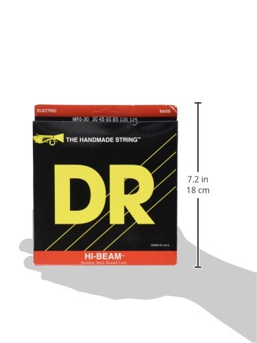 DR Strings HI-BEAMS - Stainless Steel 6-String Bass Guitar Strings, 30-125, Round Core
