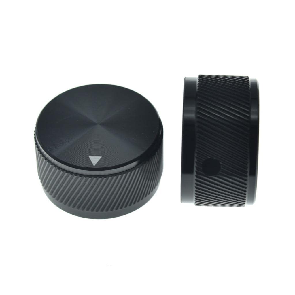 KAISH 2pcs 1-3/16''(30mm) Diam. Aluminium Potentiometer Knobs 1/4'' Universal Metal Pot Control Knobs with Indicator and Set Scr