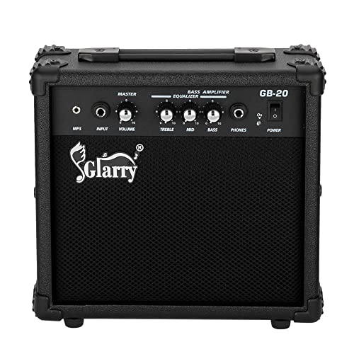 Glarry Electric Bass Combo Amp, Portable Tube Amp With Headphone Mp3 Input, 20W Practice Bass Guitar Amplifier Speaker Accessori