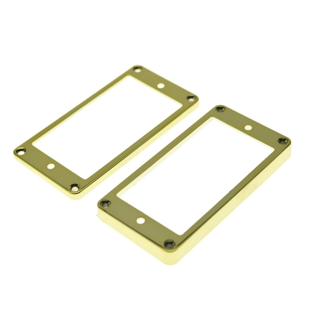 KAISH 2pcs Gold Humbucker Pickup Ring Flat Base Bottom Frame for Epiphone LP Guitar