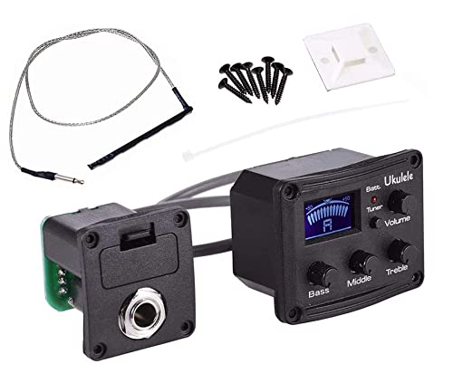 Jiayouy 1 Set 3-Band Eq Piezo Pickup Ukulele Preamp Amplifier Equalizer Tuner System With Lcd Display And Volume Control