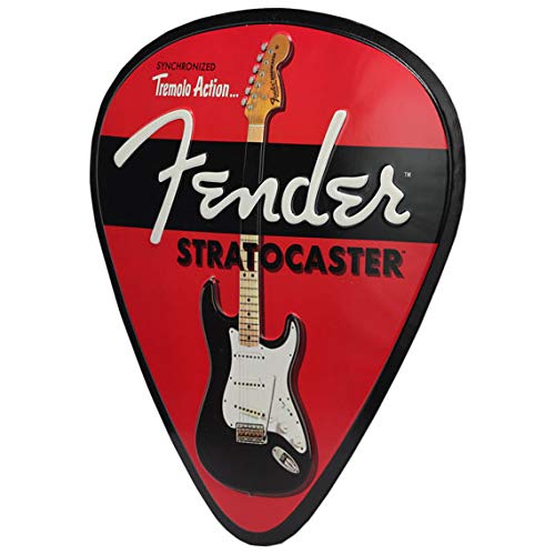 Fender Stratocaster Guitar Pick Metal Sign - Vintage Wall Art for Music Room, Bedroom or Man Cave