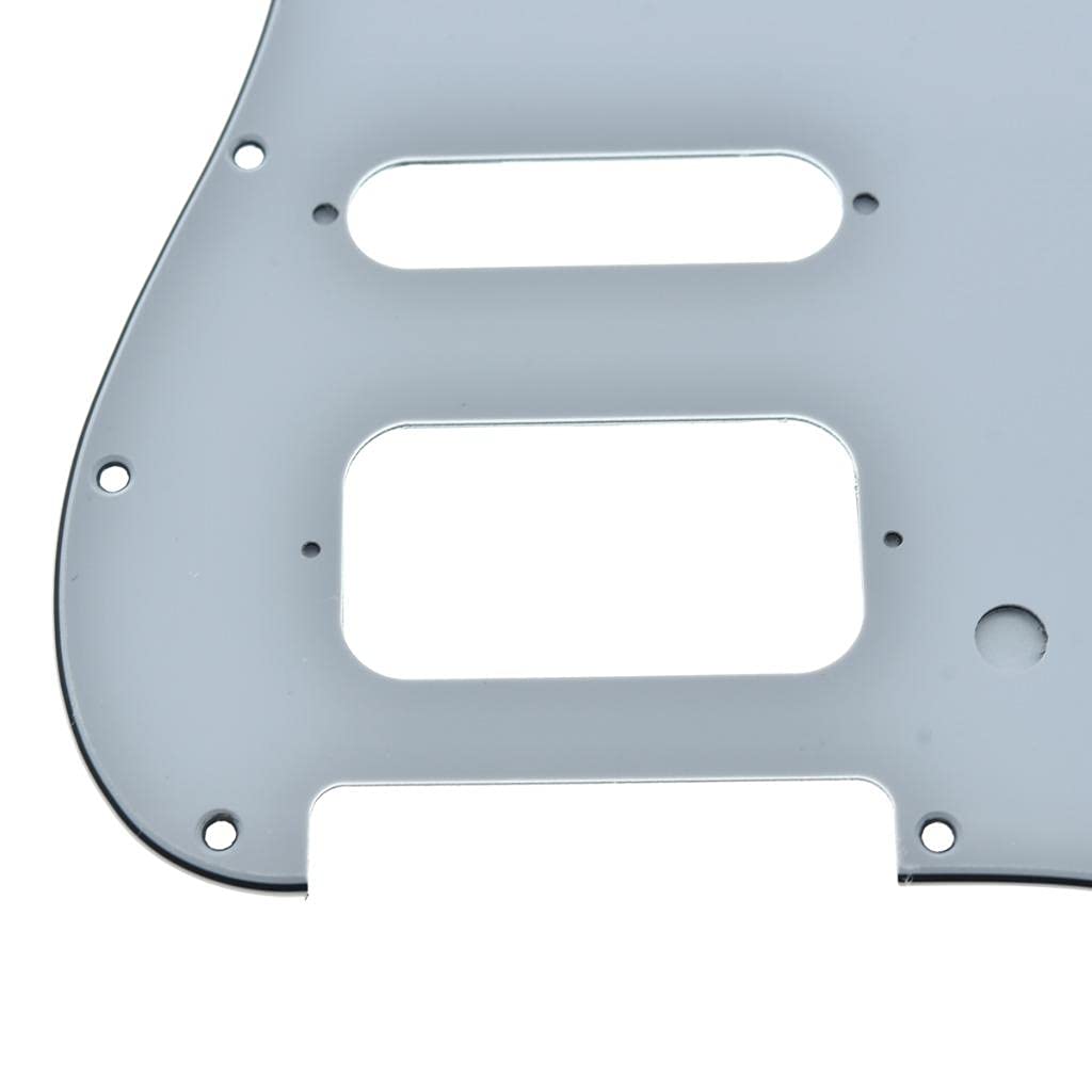Dopro 11-Hole Strat HSS Guitar Pickguard 2-Screw Humbucking Pickup Mount Fits American Fender Stratocaster White 3 Ply