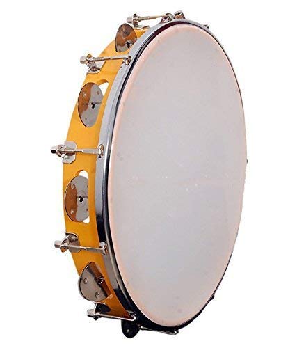 SmSai Musicals Tambourine/Kanjira/Dafali Hand Percussion Musical Instrument Fibre Daffli -With Head Yellow-5