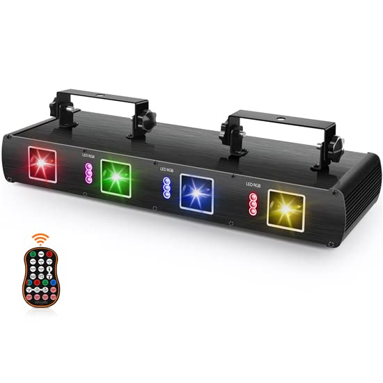 Stage Light DJ Laser Light, UKing 4 Beam Effect Sound Activated DJ Party Lights RGBY LED Projector Party Lights Music Lights wi