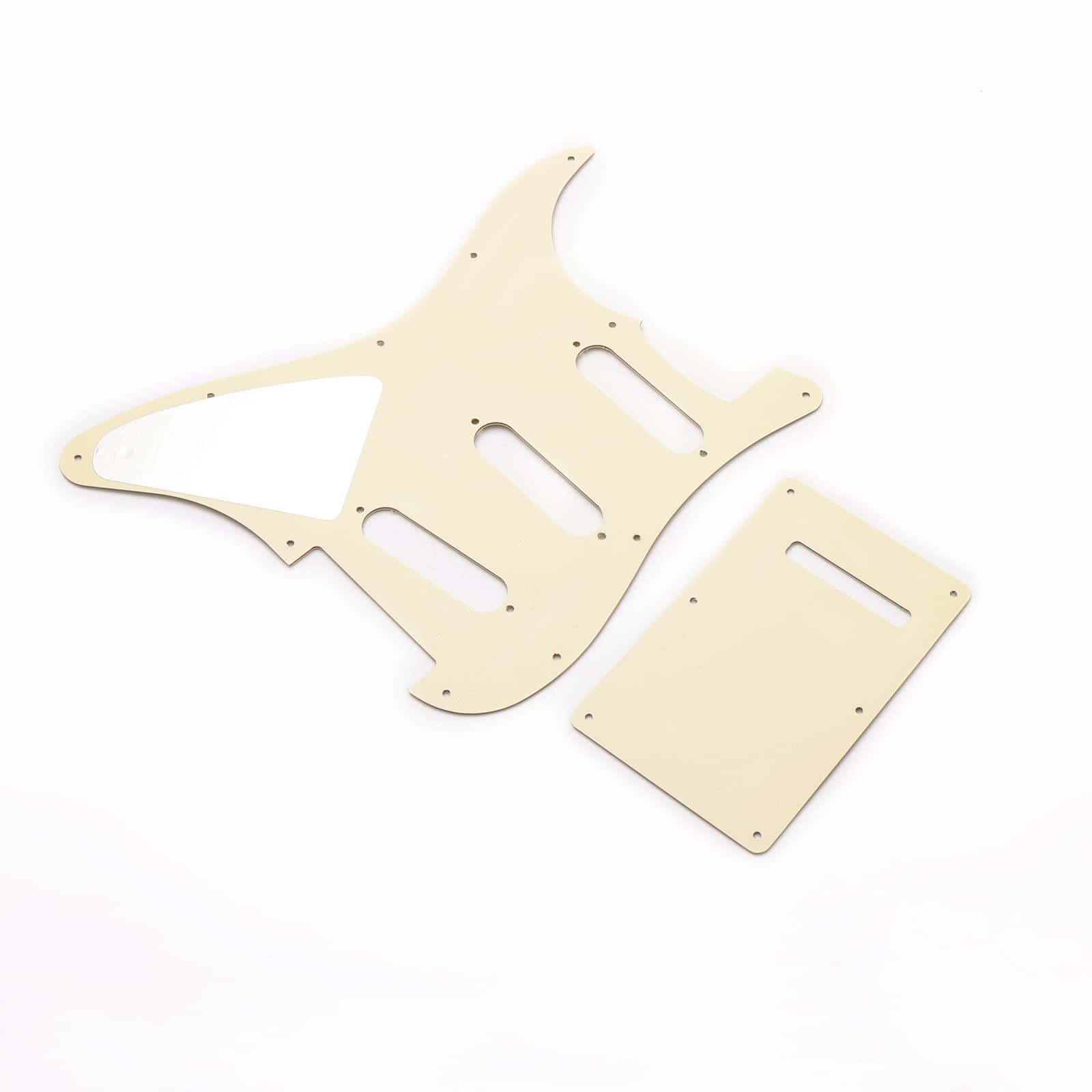 Unxuey 11 Hole Guitar Pickguard SSS Strat Pickguard Backplate Set with Pick Guard Screws for Standard Strat Modern Style Guitar
