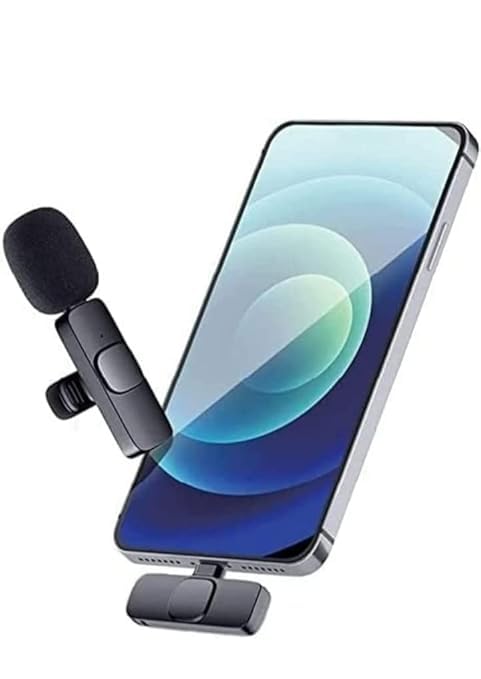 Ms Wholesellar 2 In 1 K8 Wireless Microphone, Digital Mini Portable Recording Clip Mic With Receiver For All Type-C Lightning Mo