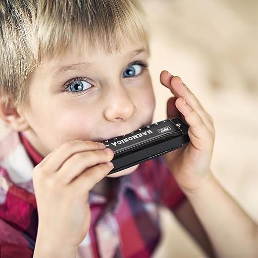 Veluza Harmonica Mouth Organ Musical Instrument Titanium Copper Core Harmonica C Key 10 Hole 20 Tone For Beginners Durable Clear