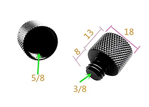Donuts Mic Stand Adapter 38 Female to 58 Male Screw Adapter Knurled Thread Adapter for Microphone Stand Mount Black