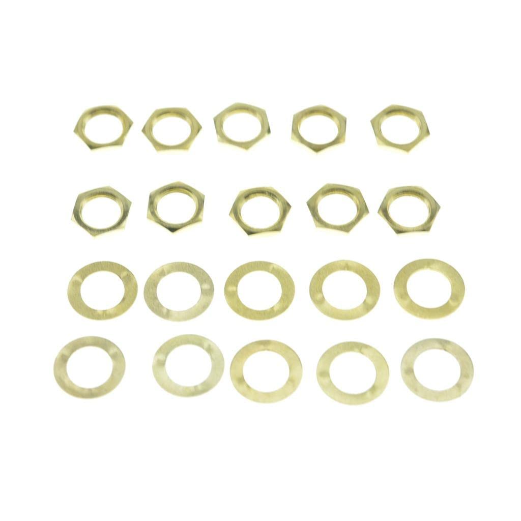 Dopro 10-Pack Brass Usa 3/8''-32 Thread Guitar Pots Nuts Potentiometer Hex Nuts Guitar/Bass Jack Nuts And Washers For Us Cts Pot