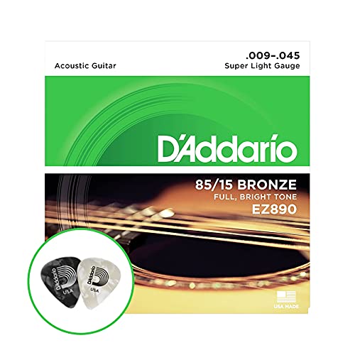 YEEN FOR DAddario Bronze EZ890 009-.045 Super Light Gauge 85/15 Full Bright Tone Acoustic/Semi Acoustic Guitar Strings set with
