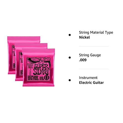 Ernie Ball 2223 Nickel Super Slinky Custom Gauge Electric Guitar Strings Regular - 3 Pack