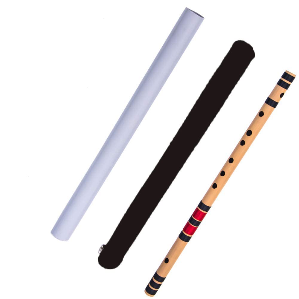 Ketostics Natural Bamboo Flute Bansuri C Natural Right Handed Middle (19 inch) with hard case and carry cover