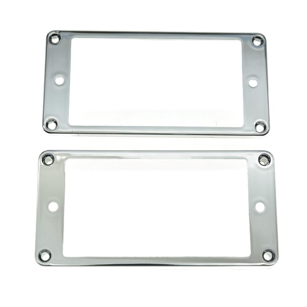 Kaish 2Pcs Chrome Humbucker Pickup Ring Curved Bottom Frame For Epiphone Les Paul