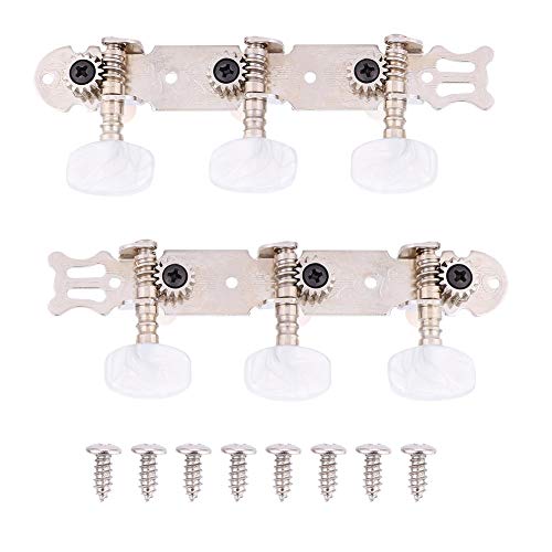 Bnineteenteam 3R+3L Acrylic Classical Guitar String Tuning Peg,Classical Guitar Tuners Machine Heads (Silver)