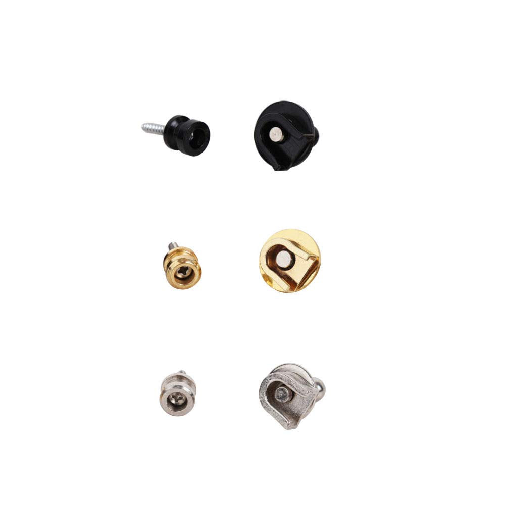 Wolfride 3 Pairs Guitar Strap Lock Security Strap Lock Buttons Replacement Black Silver Gold for Guitar Bass