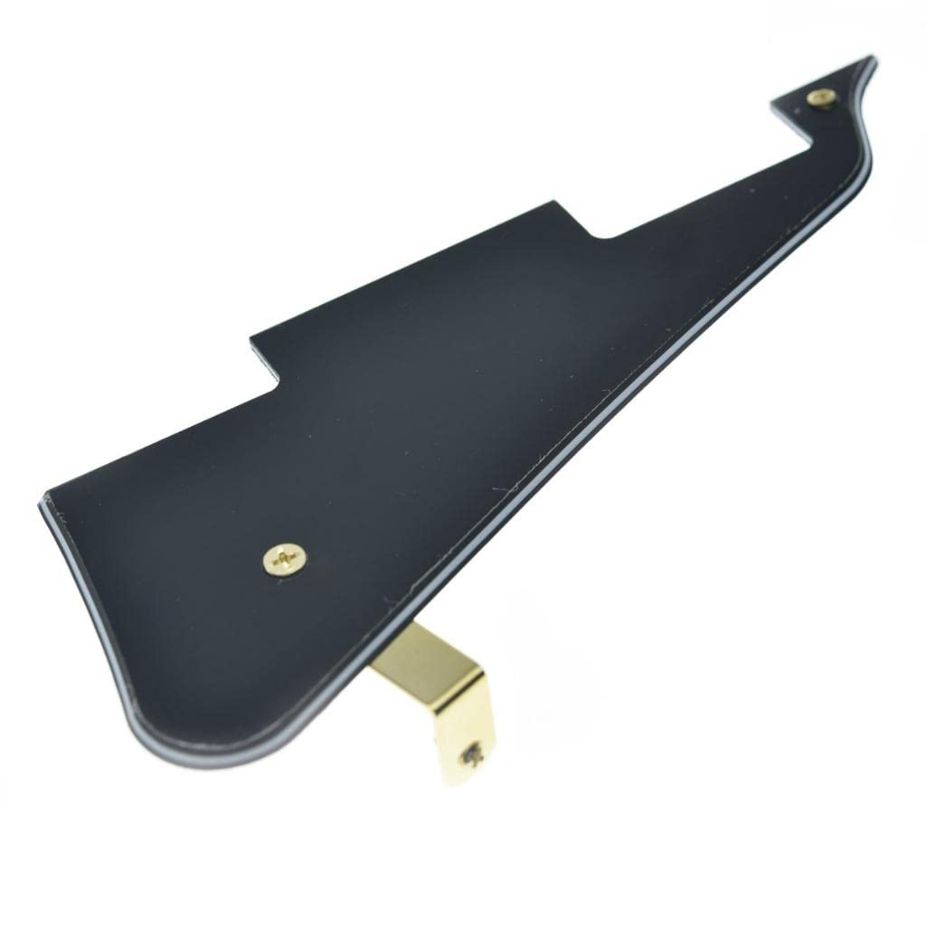 Kaish Black 3 Ply Lp Guitar Pickguard With Gold Stainless Steel Bracket And Steel Mounting Screws For Usa Les Paul