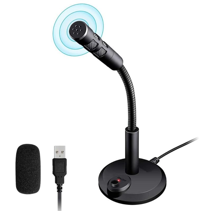Lipzie USB Desktop Microphone, Plug&Play Condenser, Computer, PC, Laptop, Mac, PS4 Mic LED Indicator -360 Gooseneck Design -Reco