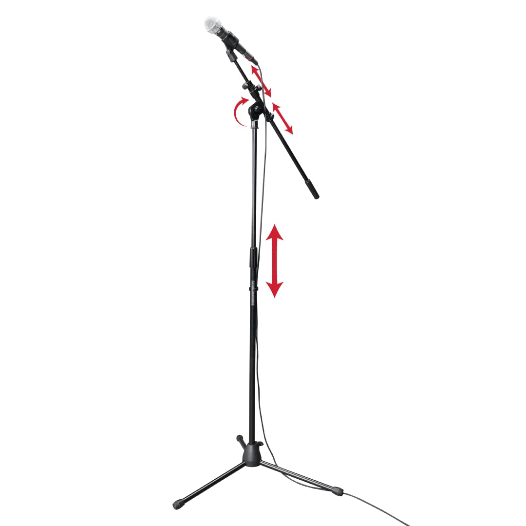 Gator Frameworks Rok-It Series Telescoping Tripod Mic Stand Adjustable with 32 to 62 Height and Extendable Boom Arm, Fully Colla