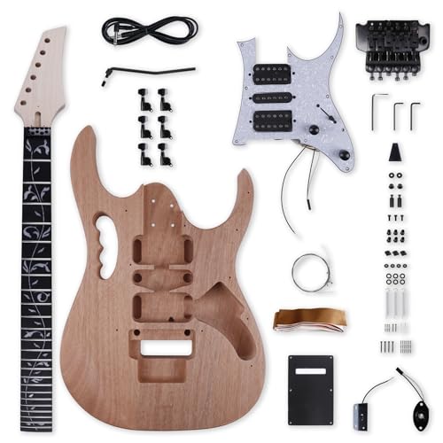 Leo Jaymz Diy Electric Guitar Kits In Ibz Style - Mahogany Body And Maple Neck - All Components Included (7V)