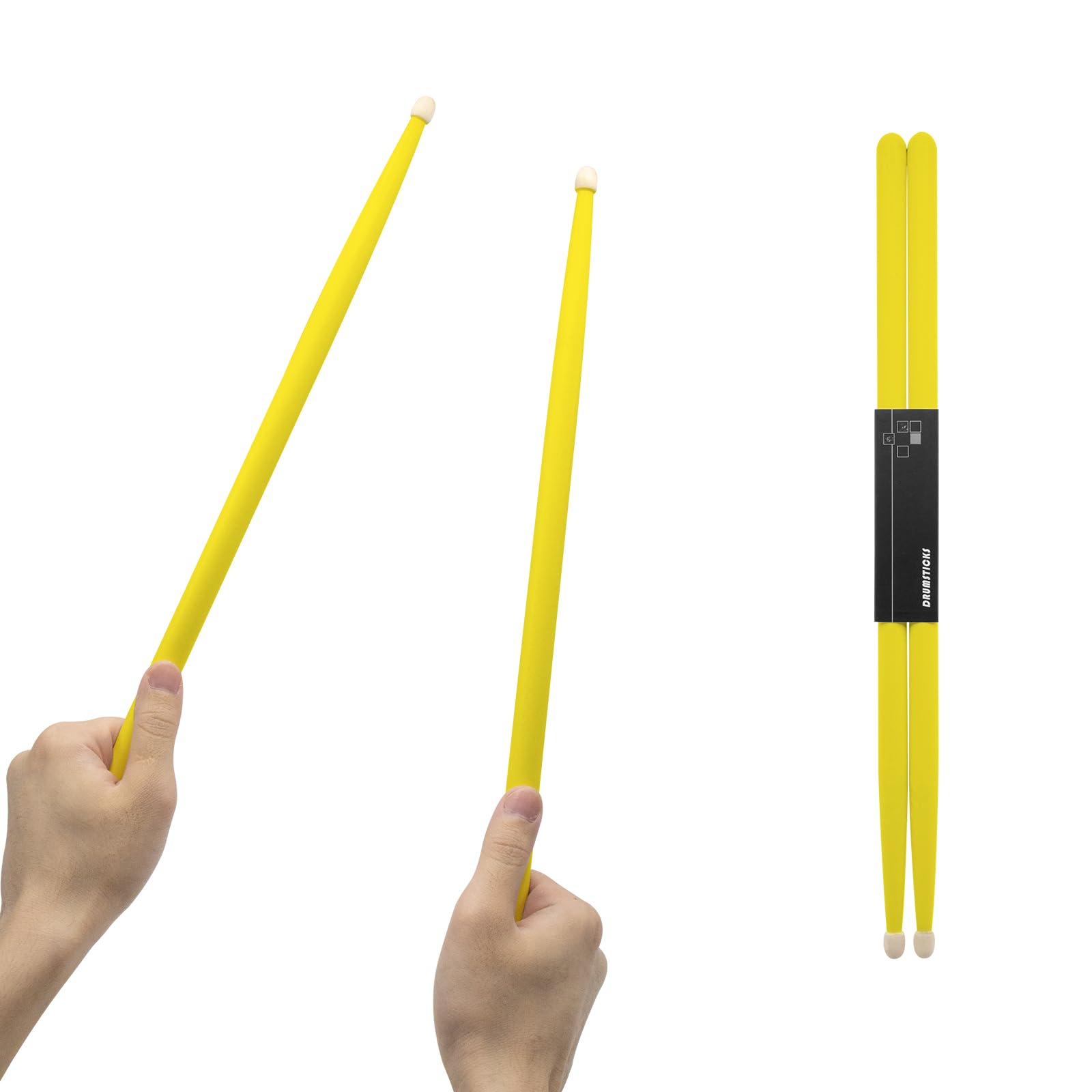 CashBeat 5A Maple Wood Drumsticks, Non-Slip Grip, Classic Yellow Drum Stick for Kids Adults Beginner, Percussionists Drumming Ac
