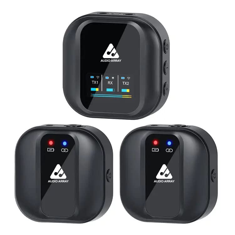Audio Array Am-W10 Professional Dual Wireless Lapel Mics | Upto 10Hr Battery & 100M Range | 2X Lapel Mics, Type C Adapter For Ea