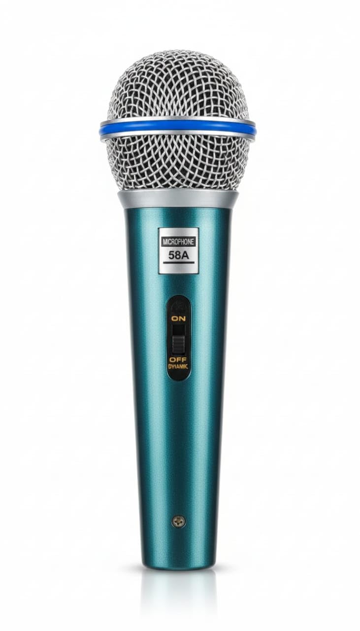 Dynamic Microphone 58A, Teal Blue, Professional Vocal, On/Off Switch, Handheld