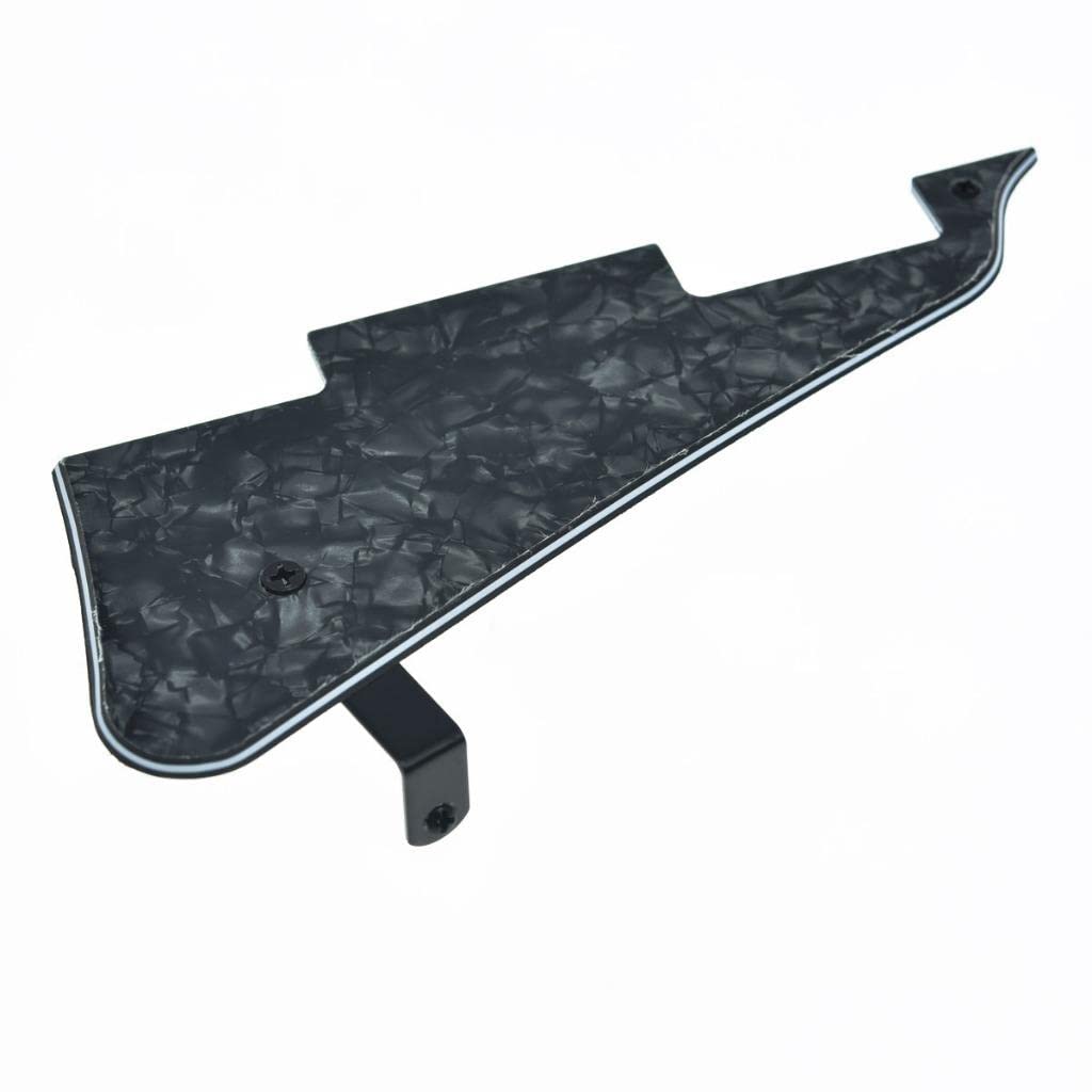 Kaish Black Pearl Lp Guitar Pickguard With Black Stainless Steel Bracket And Steel Mounting Screws For Usa Les Paul