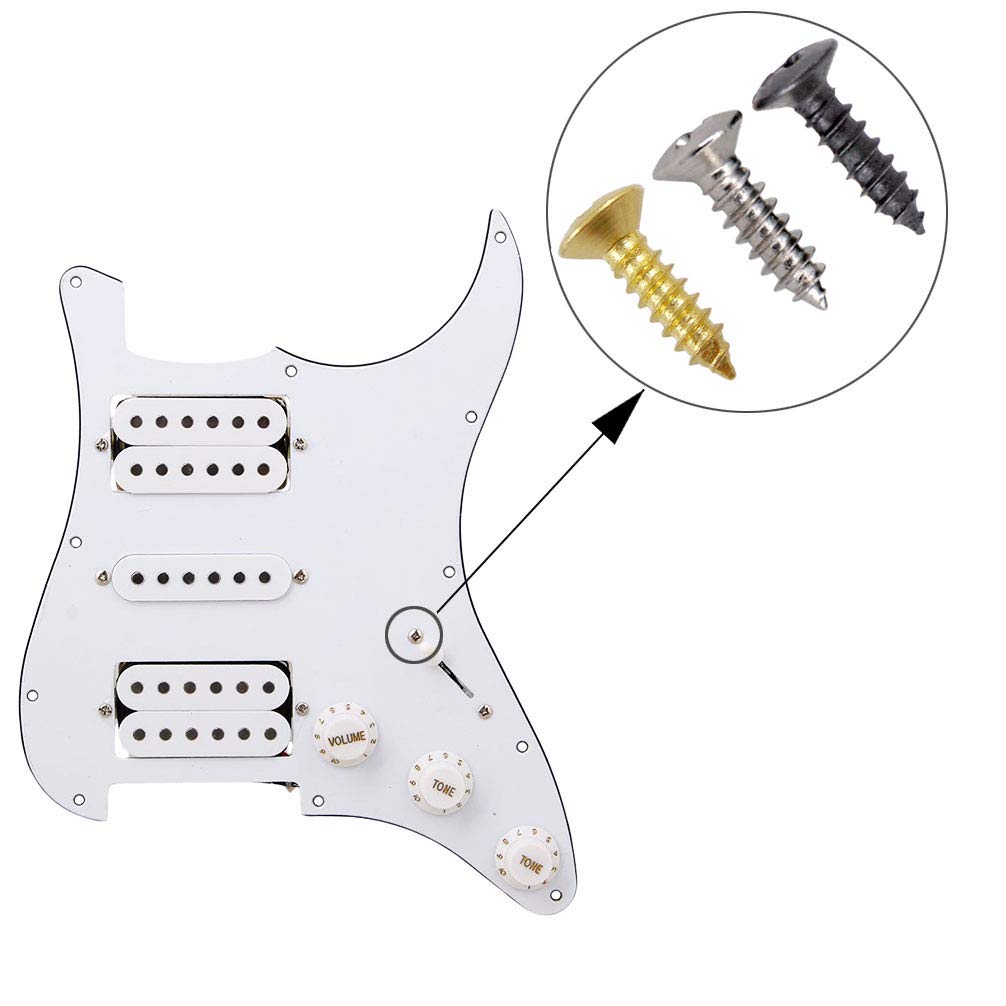 RuiLing Pack of 50 Gold Electric Guitar Pickguard Backplates Mounting Screws, Electric Guitar Bass Cover Plate Screw for ST TL L