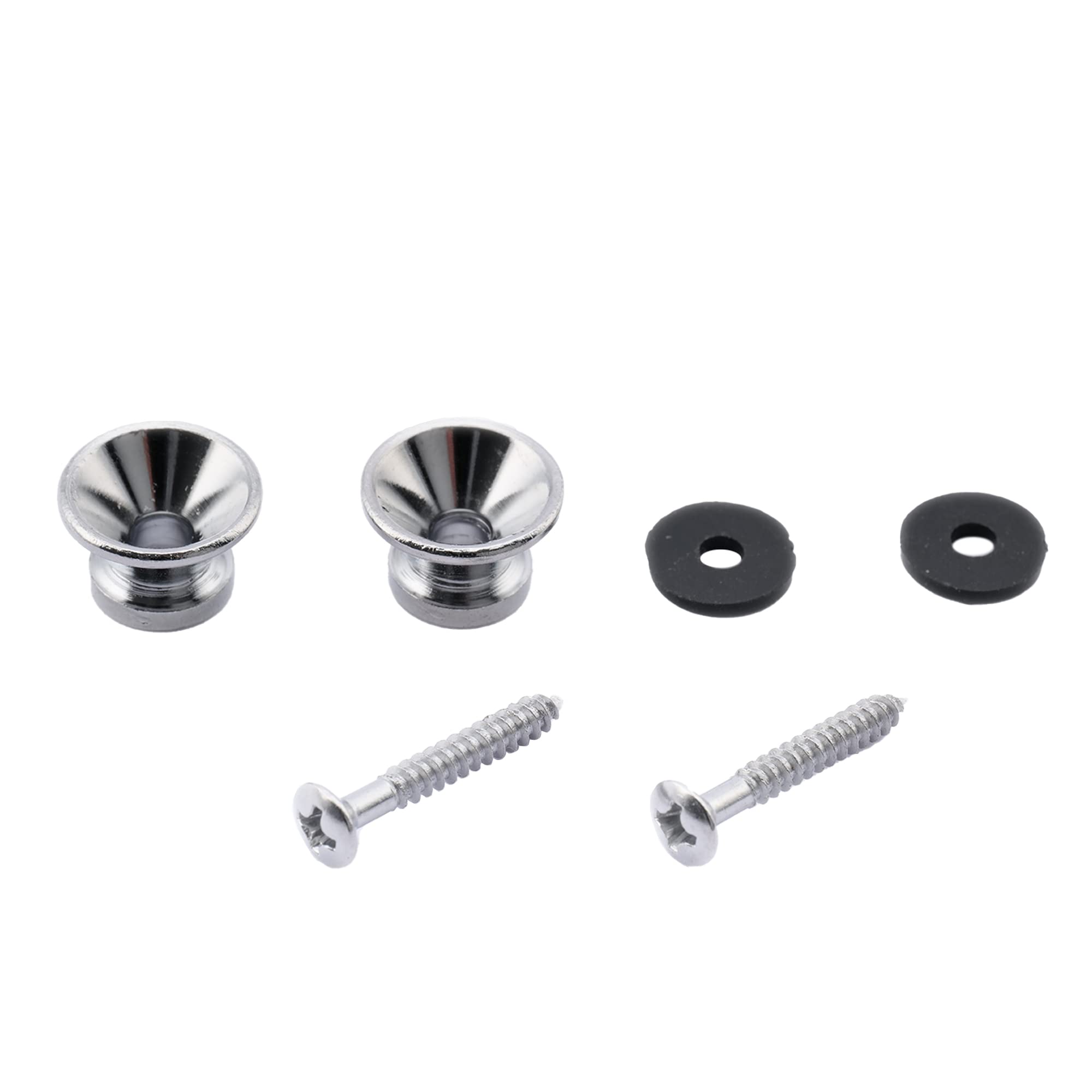 Musiclily Metal Guitar Strap Buttons End Pins For Fender Style Acoustic Classical Electric Guitar Bass Ukulele,Chrome(Pack Of 2)