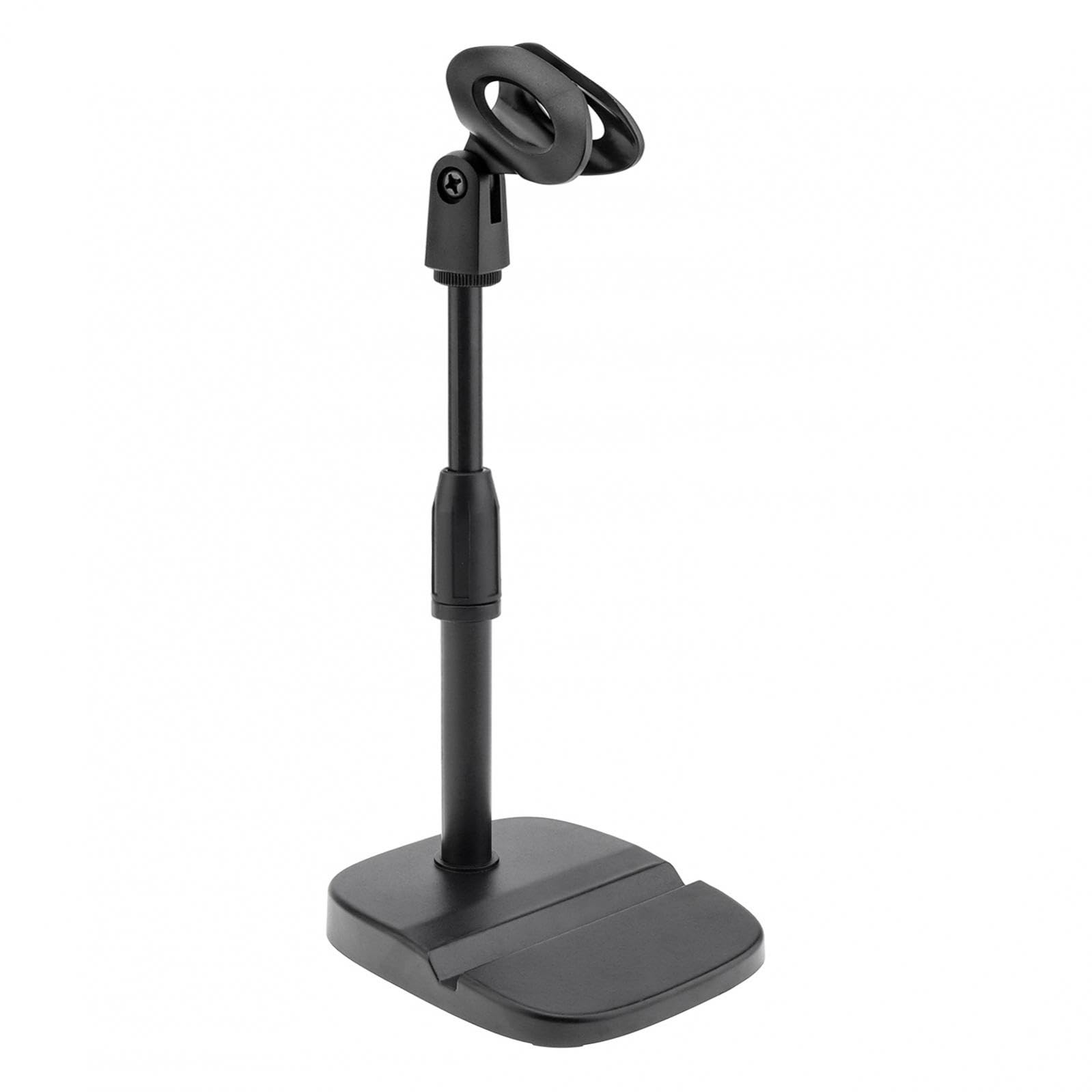 RTNLIT Desktop Mic Stand with Phone Holder, Adjustable Desk Mic Stand with Mic Clip Compatible with Max 1.7 inch Diameter Microp