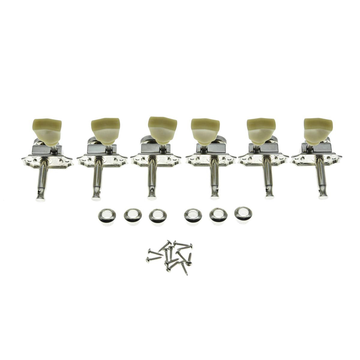 KAISH 3x3 Vintage Style Guitar Locking Tuners Guitar Tuning Keys Pegs Guitar Lock Machine Heads for Les Paul Guitars Nickel with