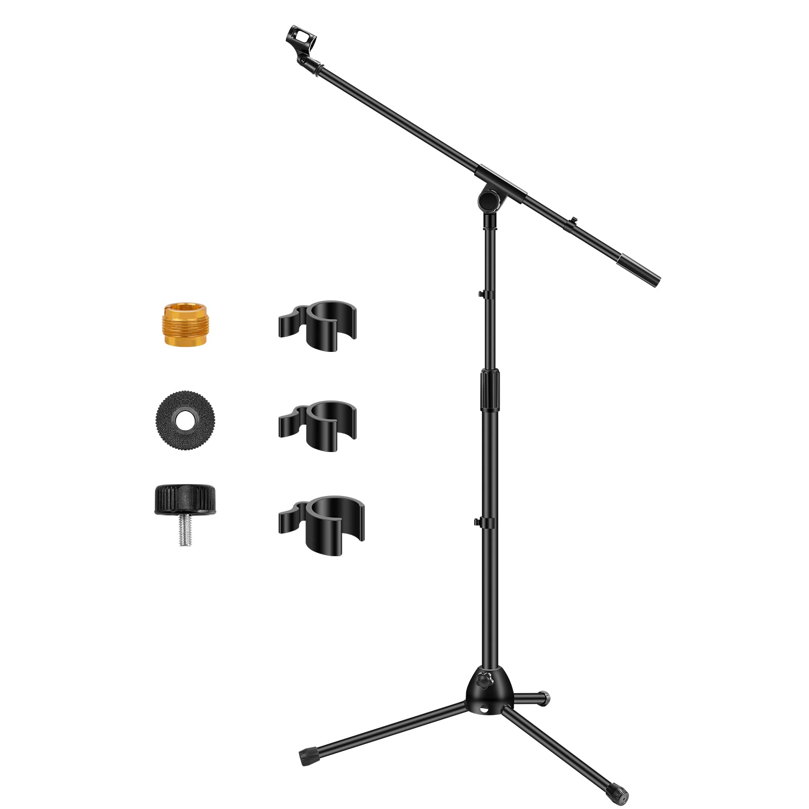 Innogear Microphone Stand, Detachable Tripod Boom Stand Height Adjustable Heavy Duty Mic Boom Stand With Mic Clip Holder And Met