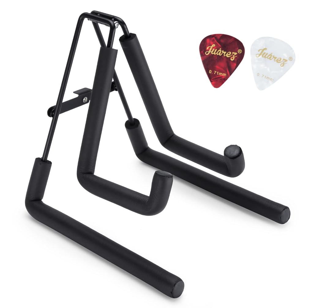 Juarez Ukulele Stand Floor Foldable Standing Holder For Uke Violin Instrument A Frame Metal Thick Sponge Padded Non-Slip Portabl