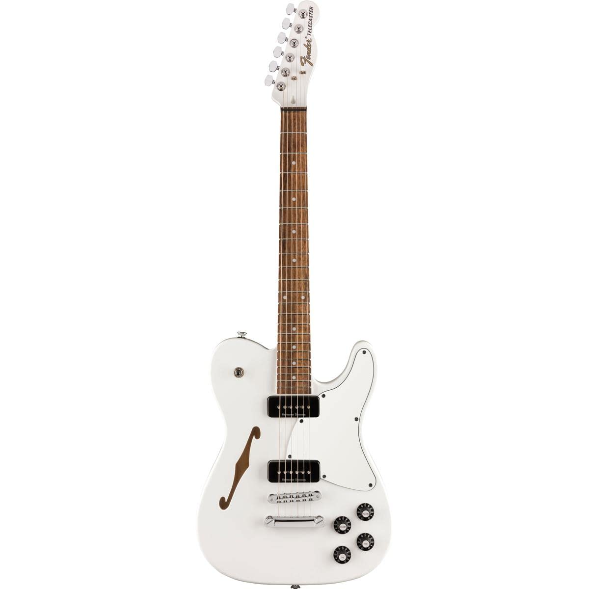 Fender Jim Adkins Ja-90 Thinline Telecaster Electric Guitar, White, Laurel Fingerboard