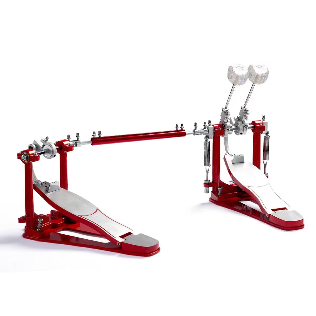 PLADRUBO P800 Direct Drive Double Bass Pedal - Aerospace Grade Materials, One-Piece Construction for Drum Set (Double) Red