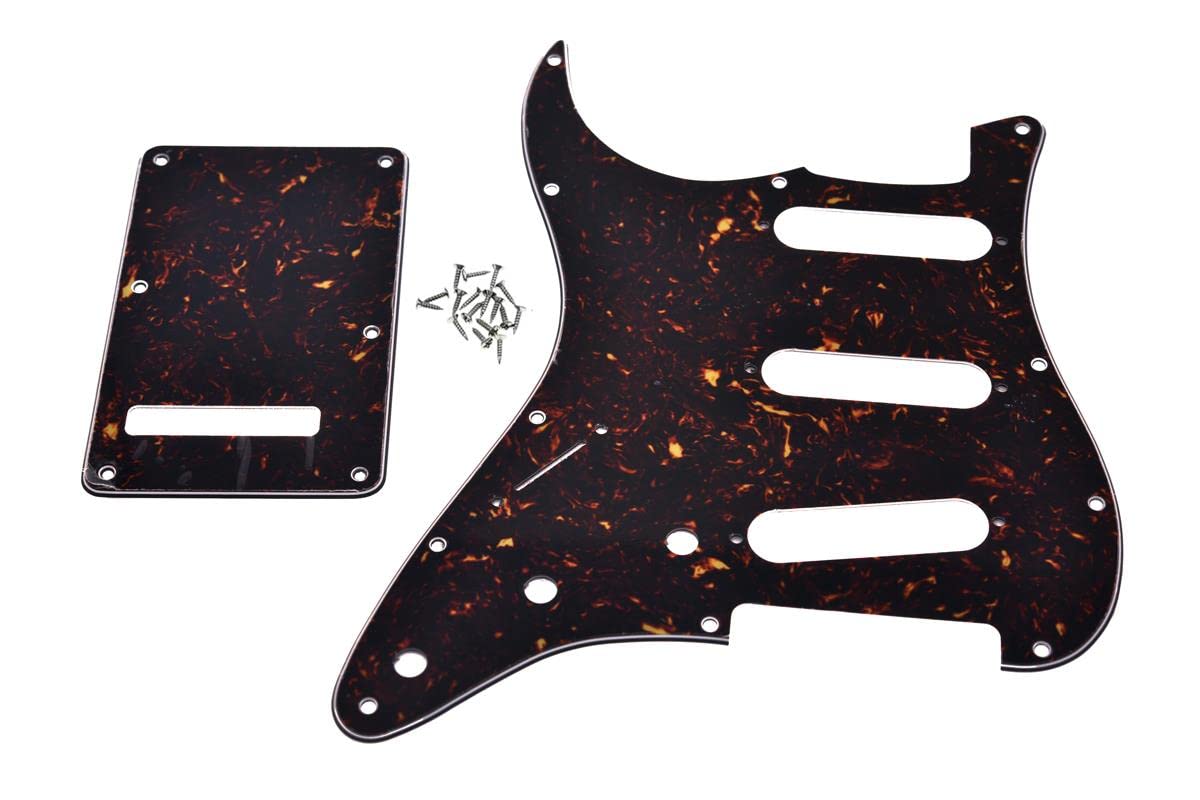 Dopro Lefty St Strat Sss Pickguard Left Handed Tremolo Trem Cover Back Plate For Usa/Mexican Fd Dark Tortoise