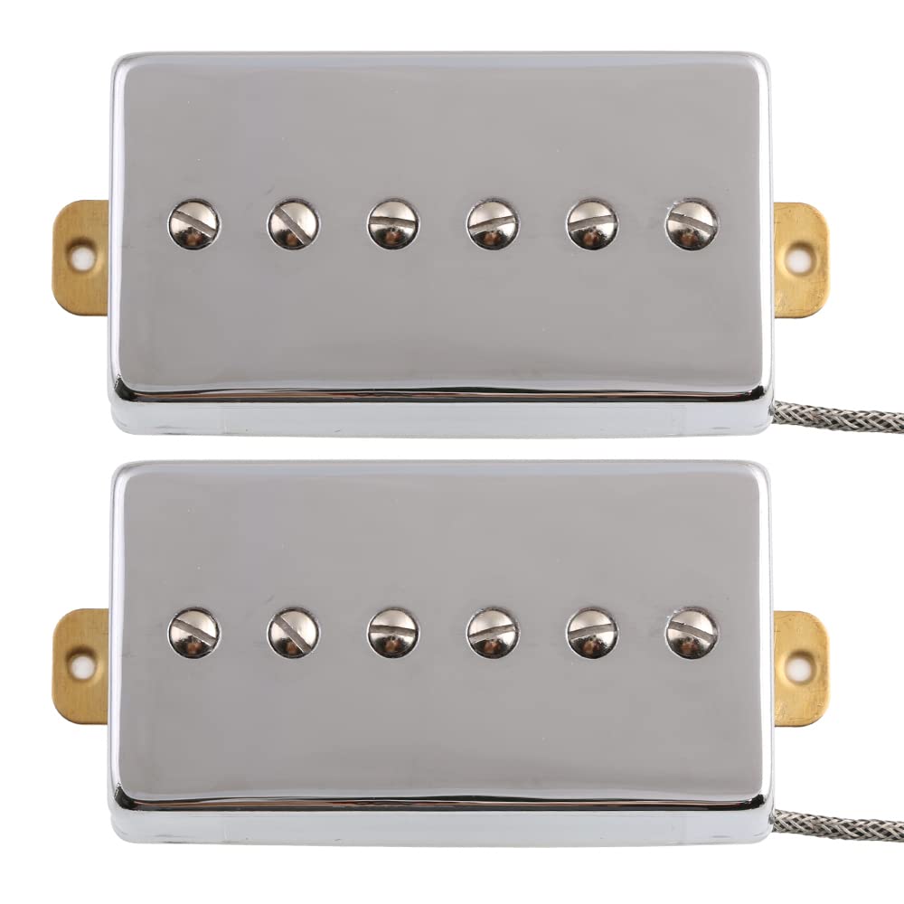 Lywsmsk Alnico 5 Magnet Humbucker Sized P90 Electric Guitar Pickups Neck & Bridge Pickups (Chrome)