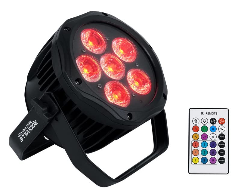 Rockville Best PAR H2O 60W Battery-Powered DJ Par Light, Water-Resistant IPX54, DMX Control, RGBWA+UV LEDs, Compact Design, for 